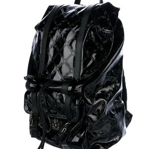 VERSACE Greca Patent Leather Backpack